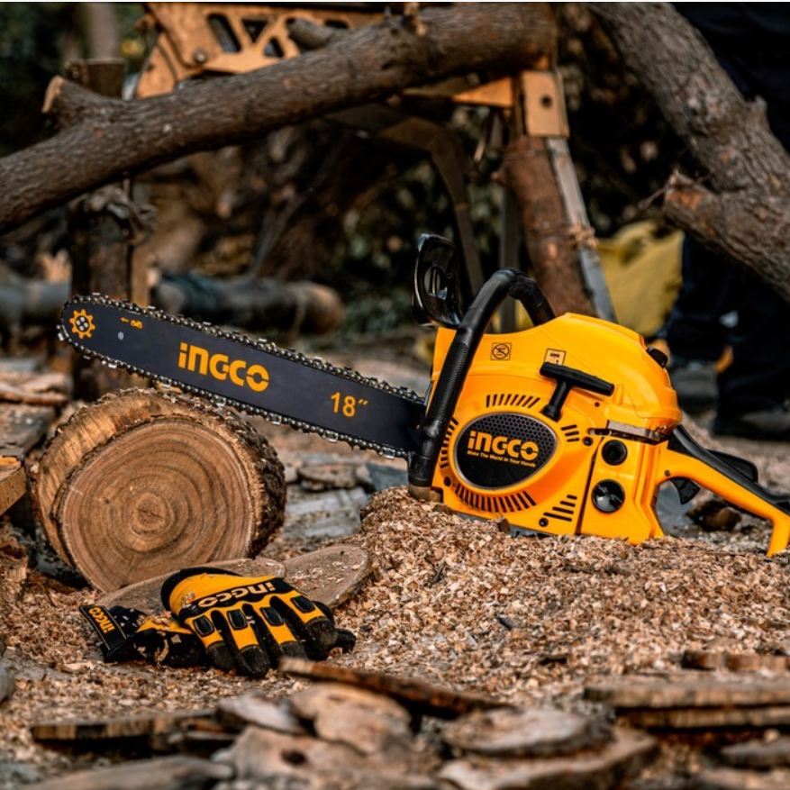 Gasoline chain saw منشار كهربائي يعمل بالبنزين INGCO