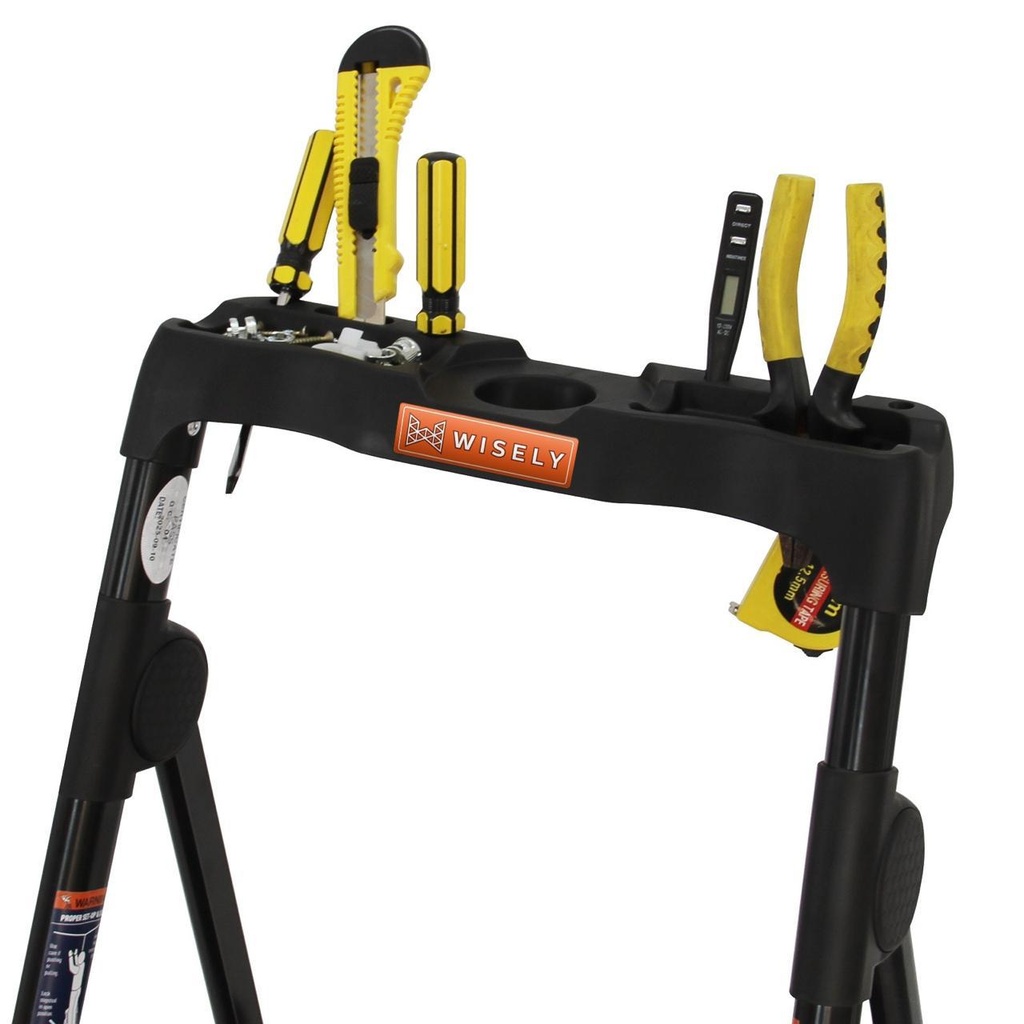Wide Platform Stepladder 4 Step Black, Wisely سلم منزلي