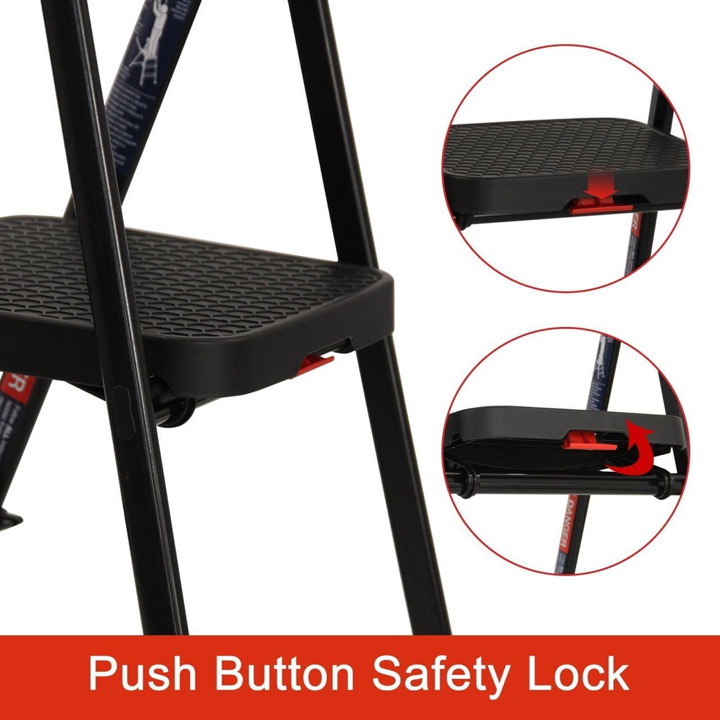 Wide Platform Stepladder 4 Step Black, Wisely سلم منزلي