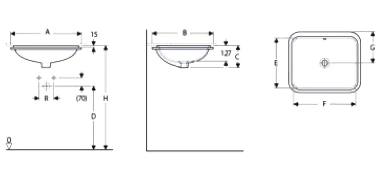 Geberit VariForm under-countertop washbasin, rectangular حوض مغسلة غاطس مربع