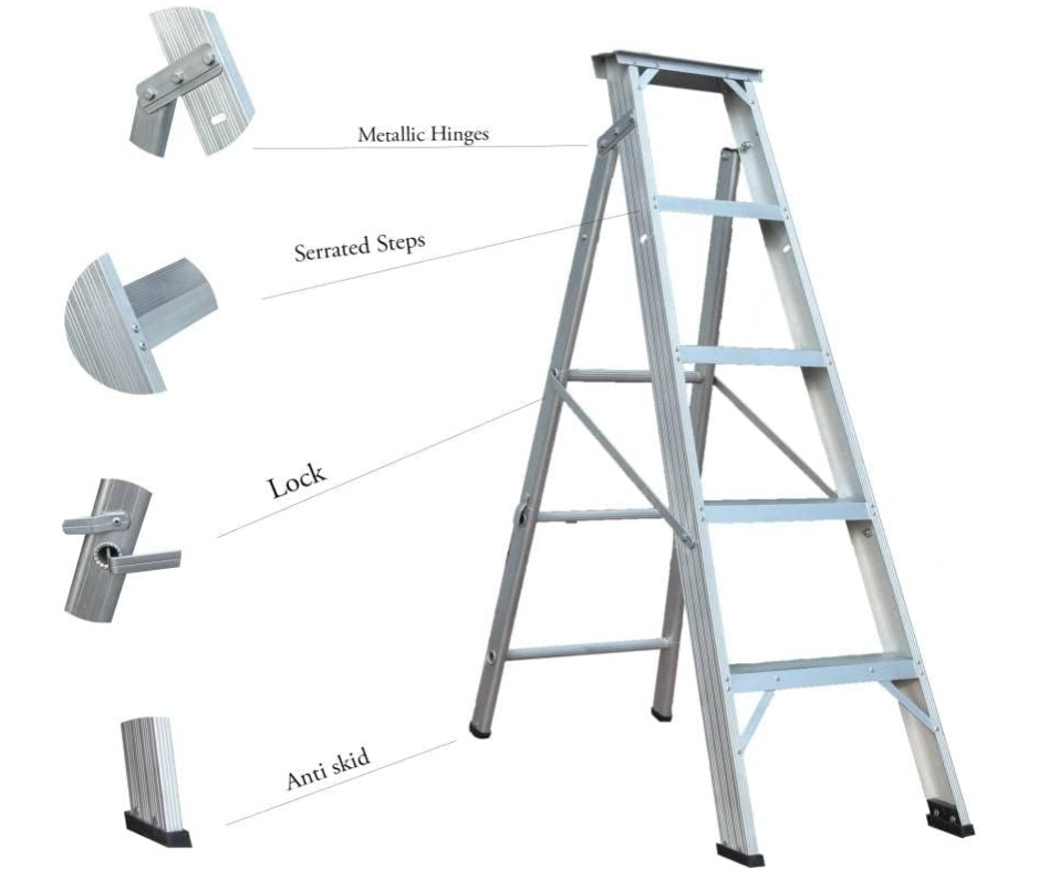 ECOWISE ALUMINIUM LADDER 5 STEPS سلم ايكو وايز متعدد