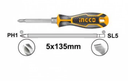 2 In 1 screwdriver set 5X135MM,PH1+SL5 مفك براغي 2 في 1 INGCO