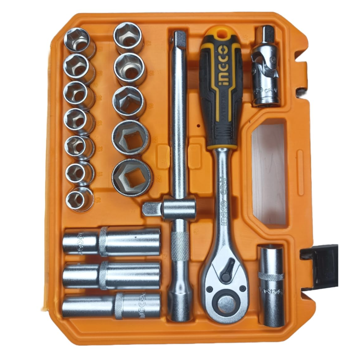 20 Pcs 1/2” Socket Set | طقم لقم 20 قطعة مقاس 1/2” – INGCO