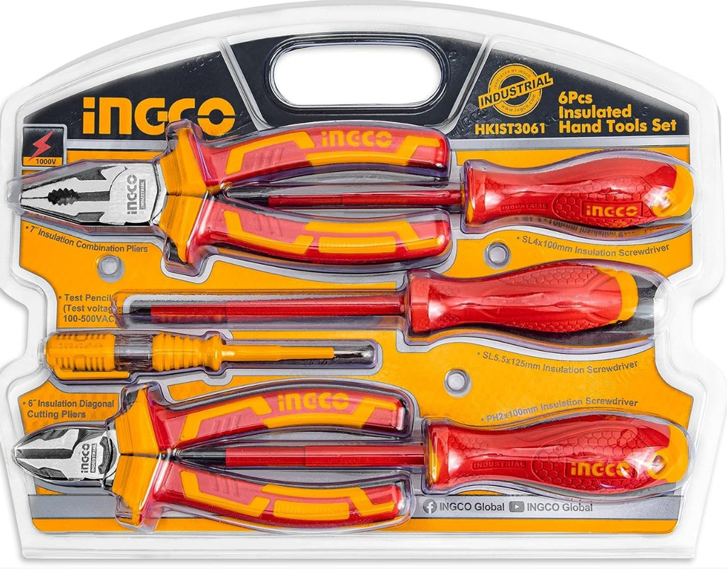 6 Pcs insulated hand tools set طقم عدة كهربائي 6 قطع INGCO