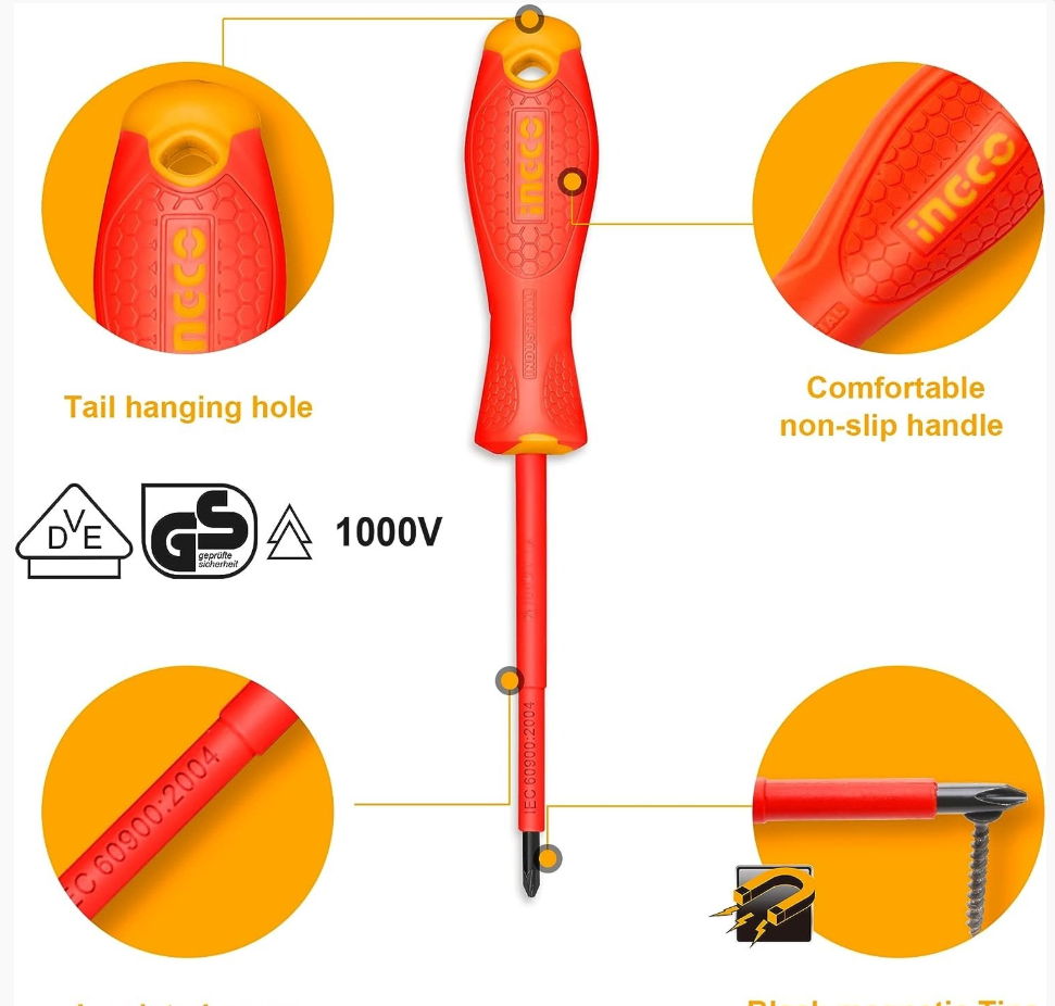 6 Pcs insulated hand tools set طقم عدة كهربائي 6 قطع INGCO