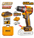 Brushless Cordless Impact Drill دريل بطارية 20 فولت وطقم اكسسوارات INGCO