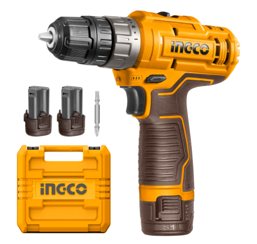 Cordless drill دريل مفك براغى 2 بطارية INGCO