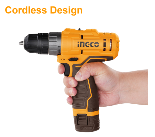 Cordless drill دريل مفك براغى 2 بطارية INGCO