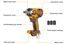 Cordless impact wrench دريل فك وربط 1/2" INGCO