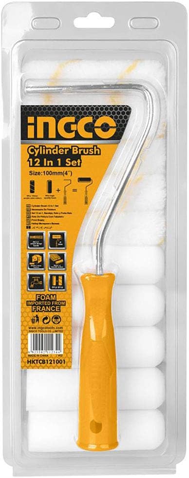 Cylinder brush 11 in 1 set(Inner wall) طقم 11 رولة صبغ 4" - 100ملم مع عدد 1 هاندل INGCO