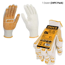 Knitted &PVC dots gloves كفوف منقط أصفر و أبيض INGCO