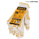 Knitted &PVC dots gloves كفوف منقط أصفر و أبيض INGCO