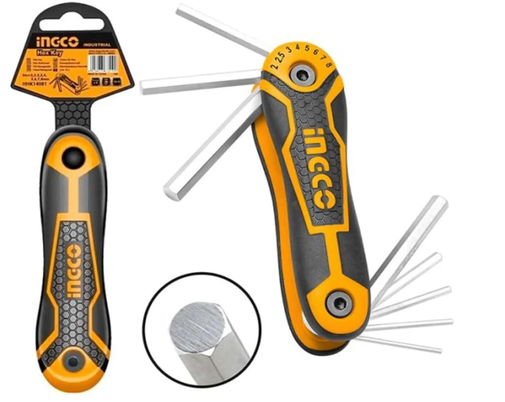 Professional Hex Key Set 8-Pieces, 2 mm x 8 mm Size طقم حبات النكي INGCO