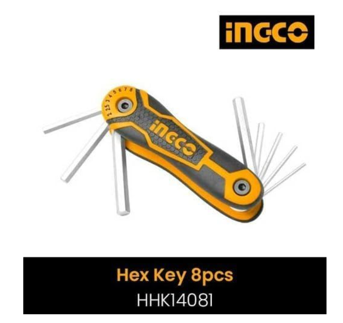 Professional Hex Key Set 8-Pieces, 2 mm x 8 mm Size طقم حبات النكي INGCO
