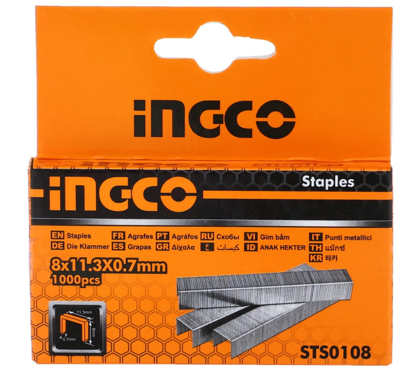Staples 8mm width:0.7mm دبابس INGCO