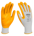 كفوف مقاس XL بوليستر ابيض/برتقالي INGCO Nitrile Work Gloves