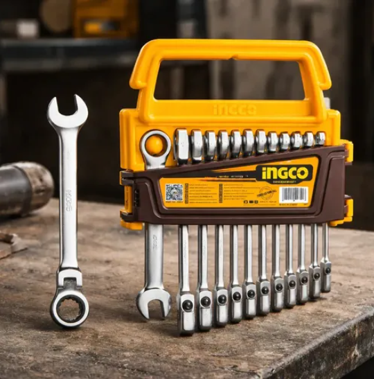 12pcs Flexible Ratchet Spanner Set مجموعة مفاتيح ربط مرنة ذات سقاطة مكونة من 12 قطعة INGCO