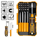 30 Pcs Interchangeable screwdriver and bits set مجموعة مفكات ورؤوس قابلة للتبديل مكونة من 30 قطعة INGCO
