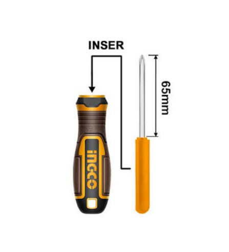 30 Pcs Interchangeable screwdriver and bits set مجموعة مفكات ورؤوس قابلة للتبديل مكونة من 30 قطعة INGCO