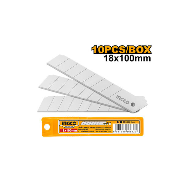 10pcs 18mmX100mm Knife Blade طقم 10 قطع سكين مشرط  INGCO
