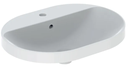 Geberit VariForm countertop washbasin, elliptic, with tap hole benchحوض غسيل بيضاوي الشكل، مثبت على سطح الطاولة، مع فتحة للصنبور