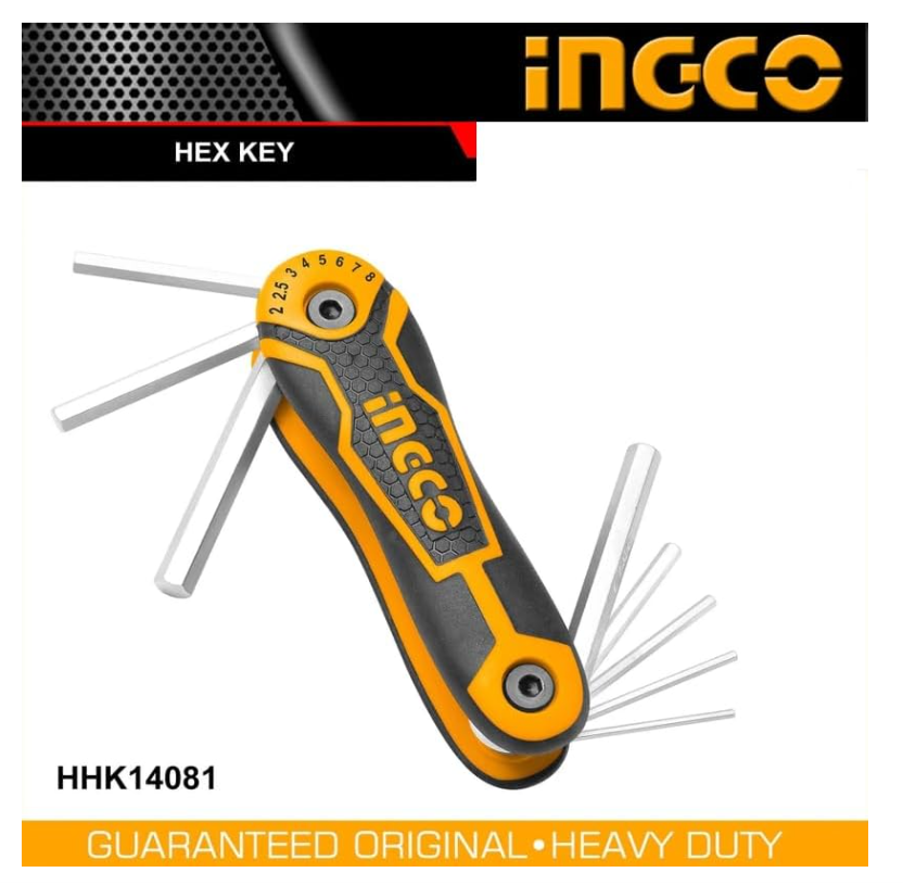 Professional Hex Key Set 8-Pieces, 2 mm x 8 mm Size طقم حبات النكي INGCO