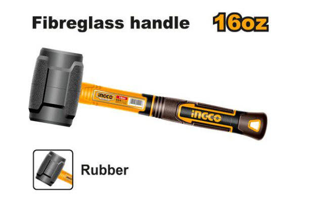 Rubber hammer 16oz/450g مطرقة ربر اسود INGCO