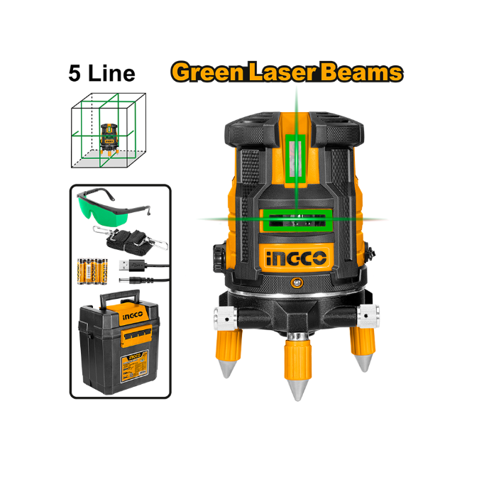 Self-leveling line laser(Green laser beams)ليزر 5 خط INGCO