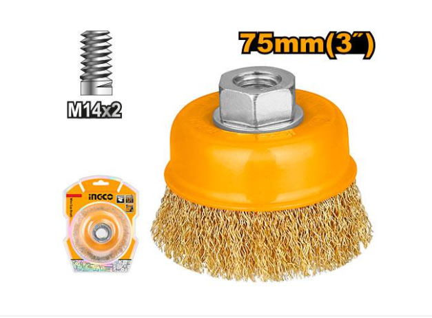 Wire Cup Brushes 75 mm Size فرشاة نحاس 3" INGCO