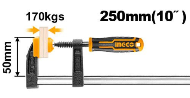F clamp with plastic handle مشبك على شكل حرف F بمقبض بلاستيكي INGCO