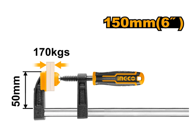 F clamp with plastic handle مشبك على شكل حرف F بمقبض بلاستيكي INGCO