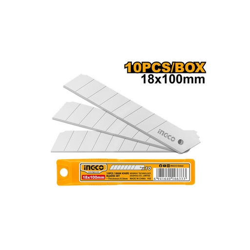[IN-HKNSB112] 10pcs 18mmX100mm Knife Blade طقم 10 قطع سكين مشرط  INGCO  (نسخة)