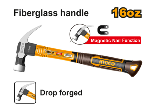 [IN-HCH81016] Claw hammer 16 Oz مطرقة فايبر جلاس INGCO