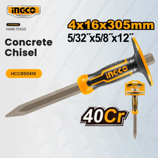 [IN-HCC850416] Concrete chisel 4mm*16mm*305mm ازميل تكسير نقطي INGCO