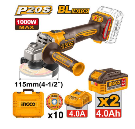[IN-CAGLI271532] Cordless Angle Grinder 115mm صاروخ بطارية صغير INGCO