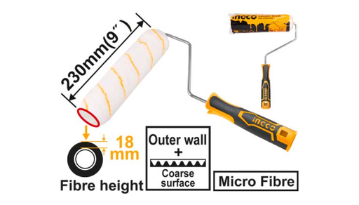[IN-HRHT042302D] Cylinder Brush(Outer wall) 9" رولة دهان لونين مايكروفايبر INGCO