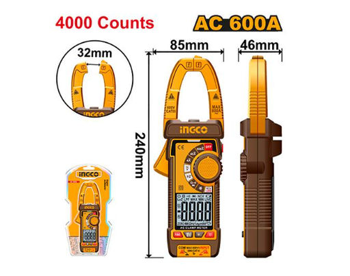 [IN-DCM66001] Digital AC 600A Clamp Meter جهاز قياس رقمي INGCO