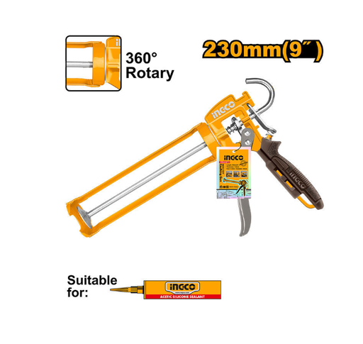 [IN-HCG1709] Industrial Grade Caulking Gun 9 Inch with Strong Aluminum Handle مسدس سيليكون 9" مقبض ألمنيوم INGCO