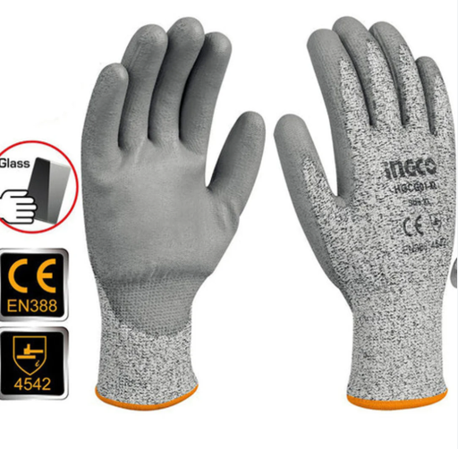 [IN-HGCG02-XL] كفوف رصاصي INGCO Cut Resistant Safety Glove – Size XL