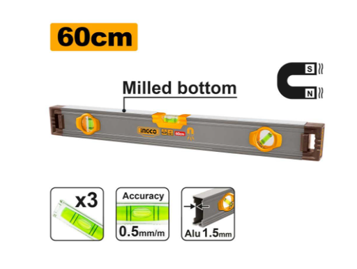 [IN-HSL38060M] ميزان ماء مغناطيس 60 سم INGCO Magnetic Spirit Level – 60 cm