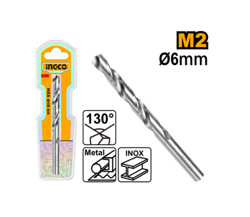 [IN-DBT11300601] Drill Bit HSS 6 mm 130° ريشة دريل حديد INGCO